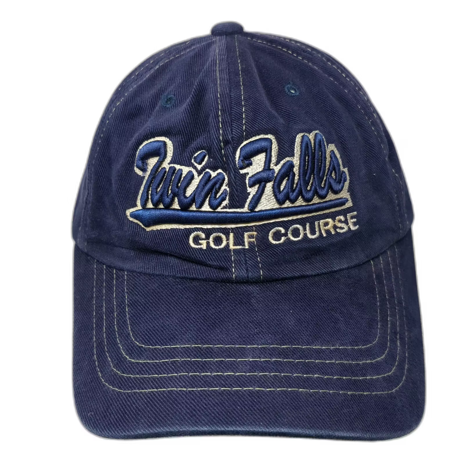 Town Talk Twin Falls Golf Course Baseball Cap Blue White Os Strapback Hat Cotton